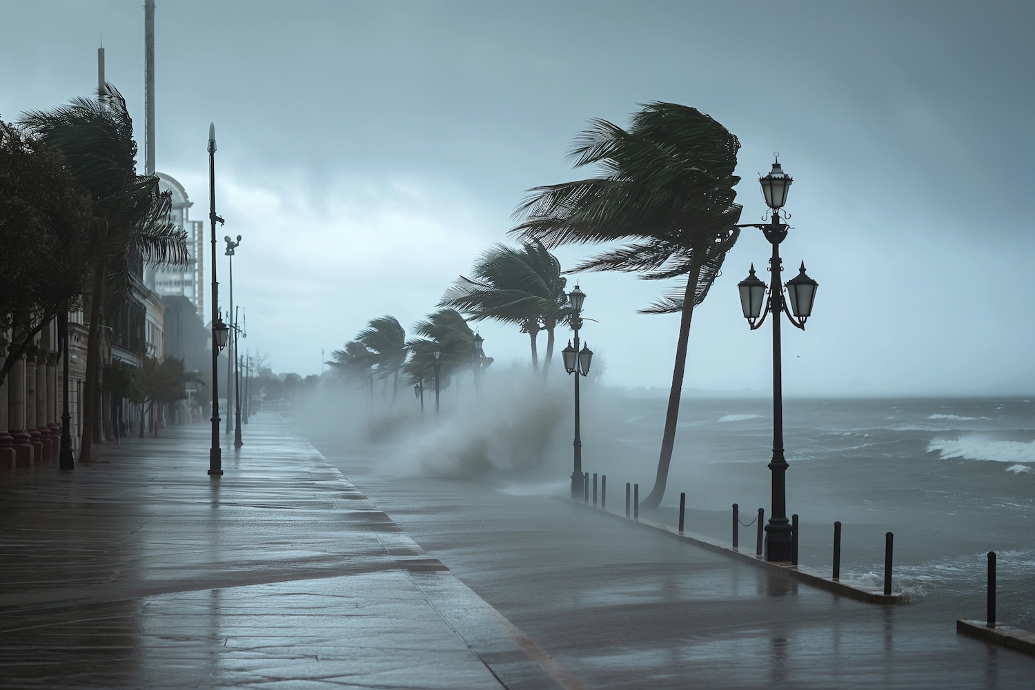 palm trees in a hurricane