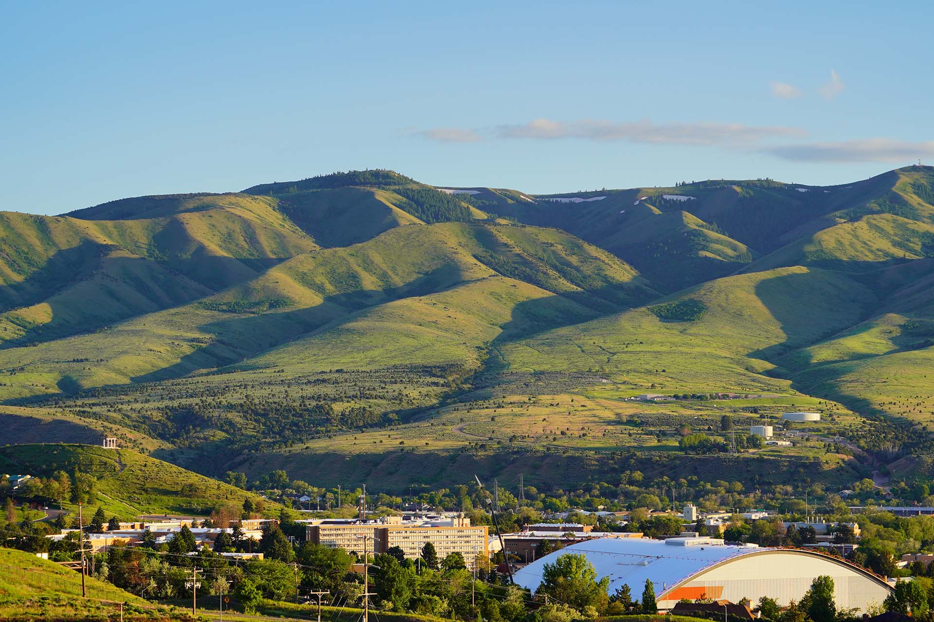 Landscape of Idaho state University campus and city Pocatello in Idaho