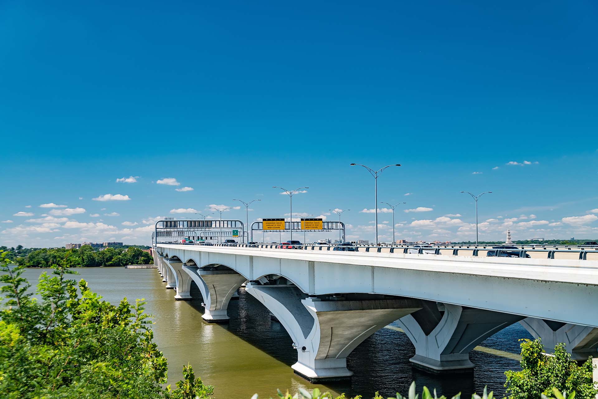 Iconic interstate bridge between Virginia and Maryland over Potomac River