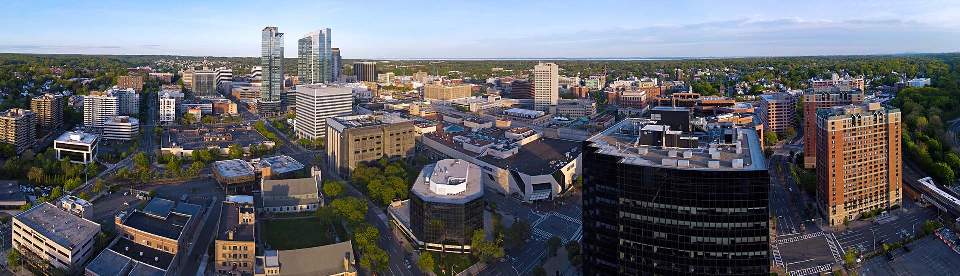 Aerial landscape of White Plains, New York