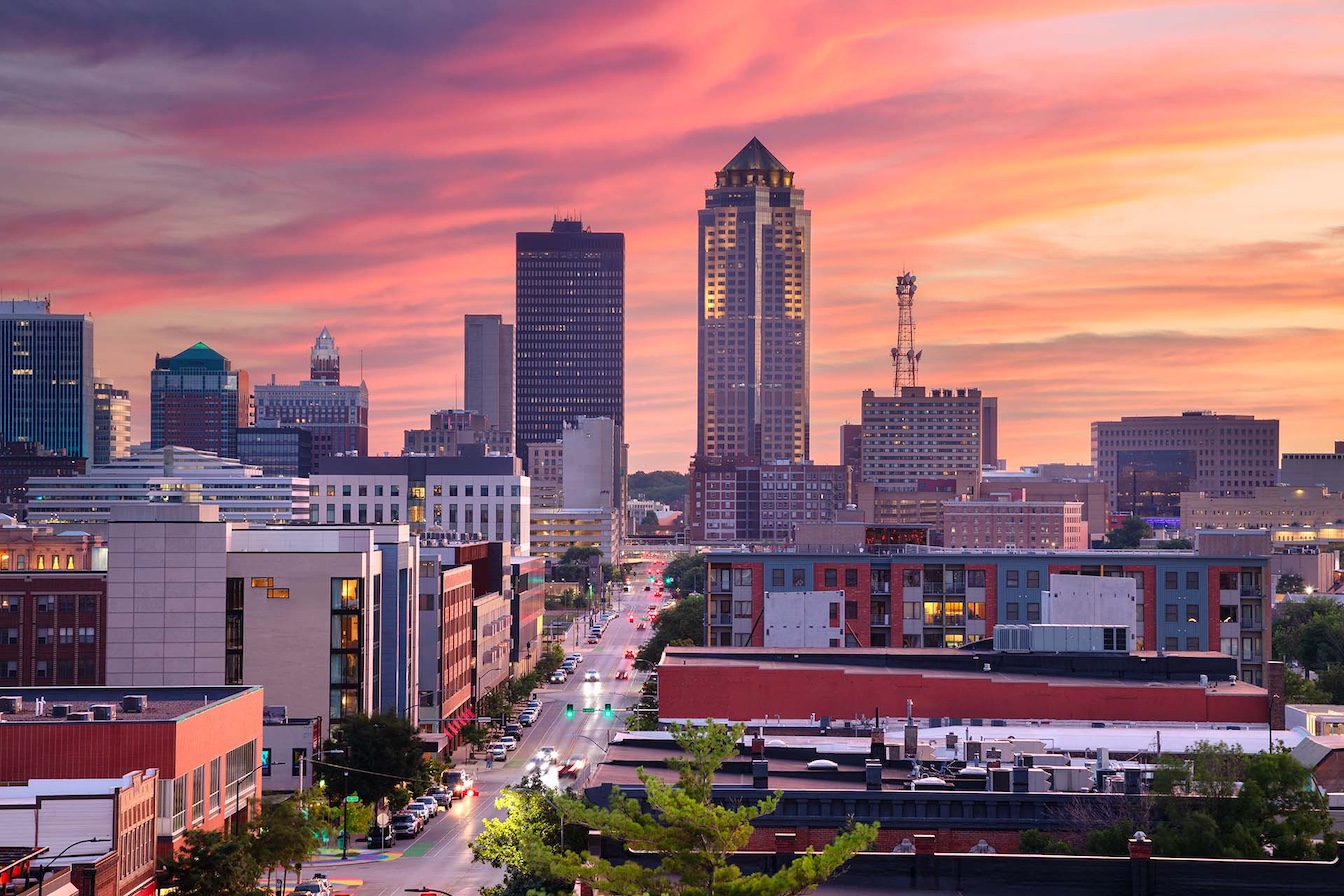 Skyline view of Des Moines, Iowa