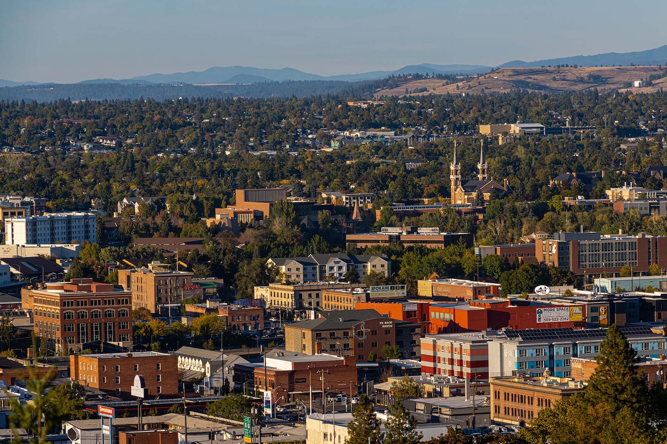 Elevated View of The City of Spokane, Washington
