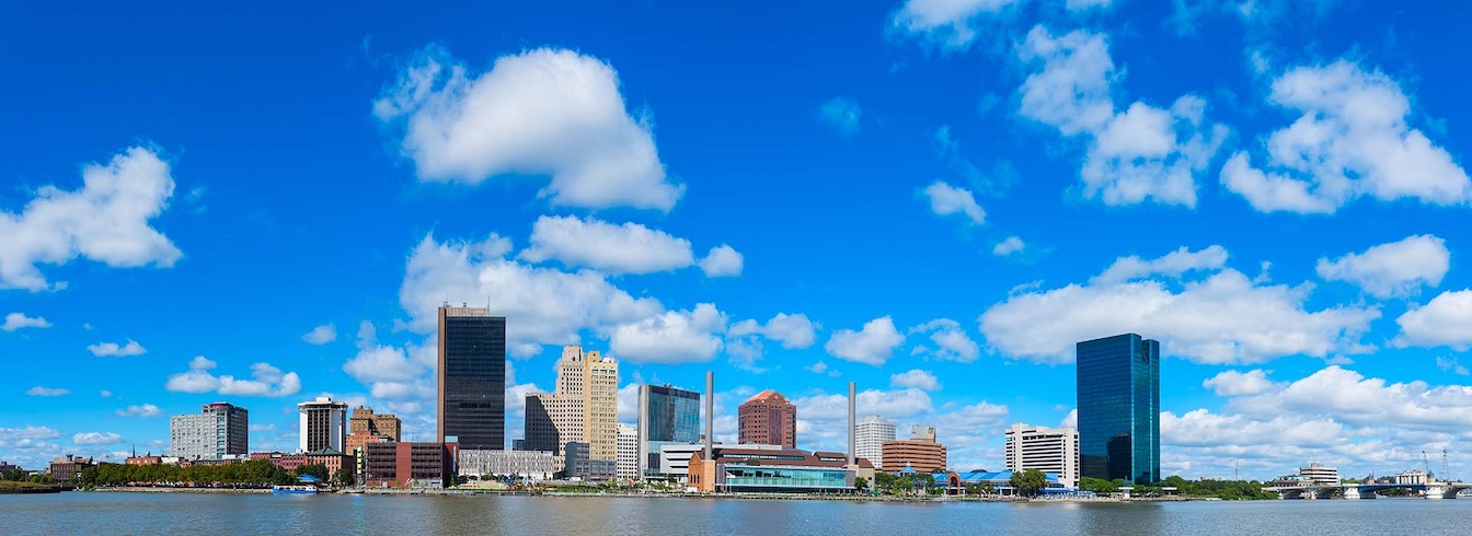 Panoramic view of Toledo, Ohio downtown