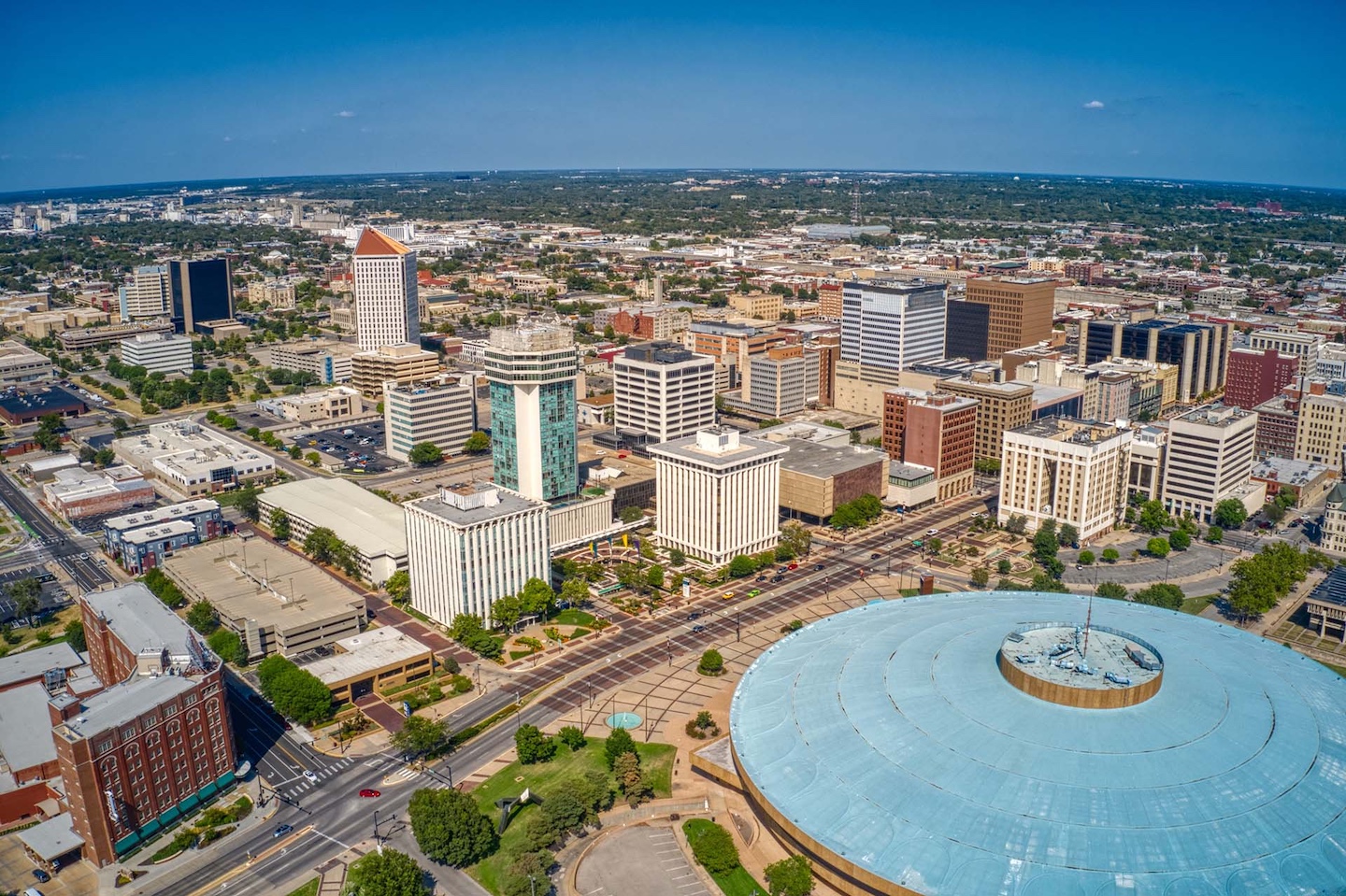 Aerial View of the Population Center of Wichita, Kansas
