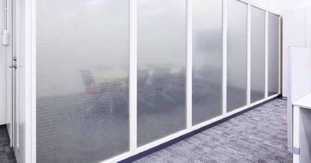 Glass partition in an office with 3M FASARA