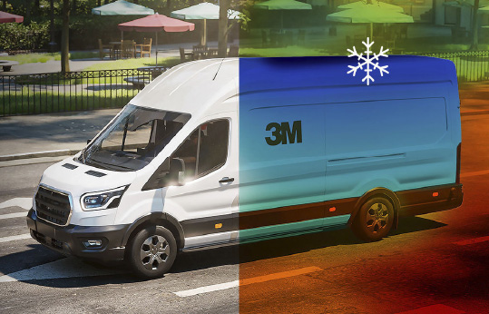 Heat map of truck roof with 3M Cooling Film